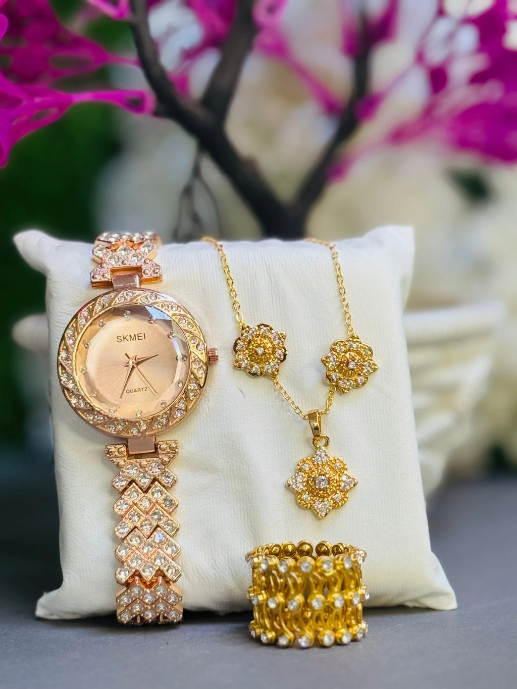 Pack Of 4 Deal Watch Ring Bracelet Neckless