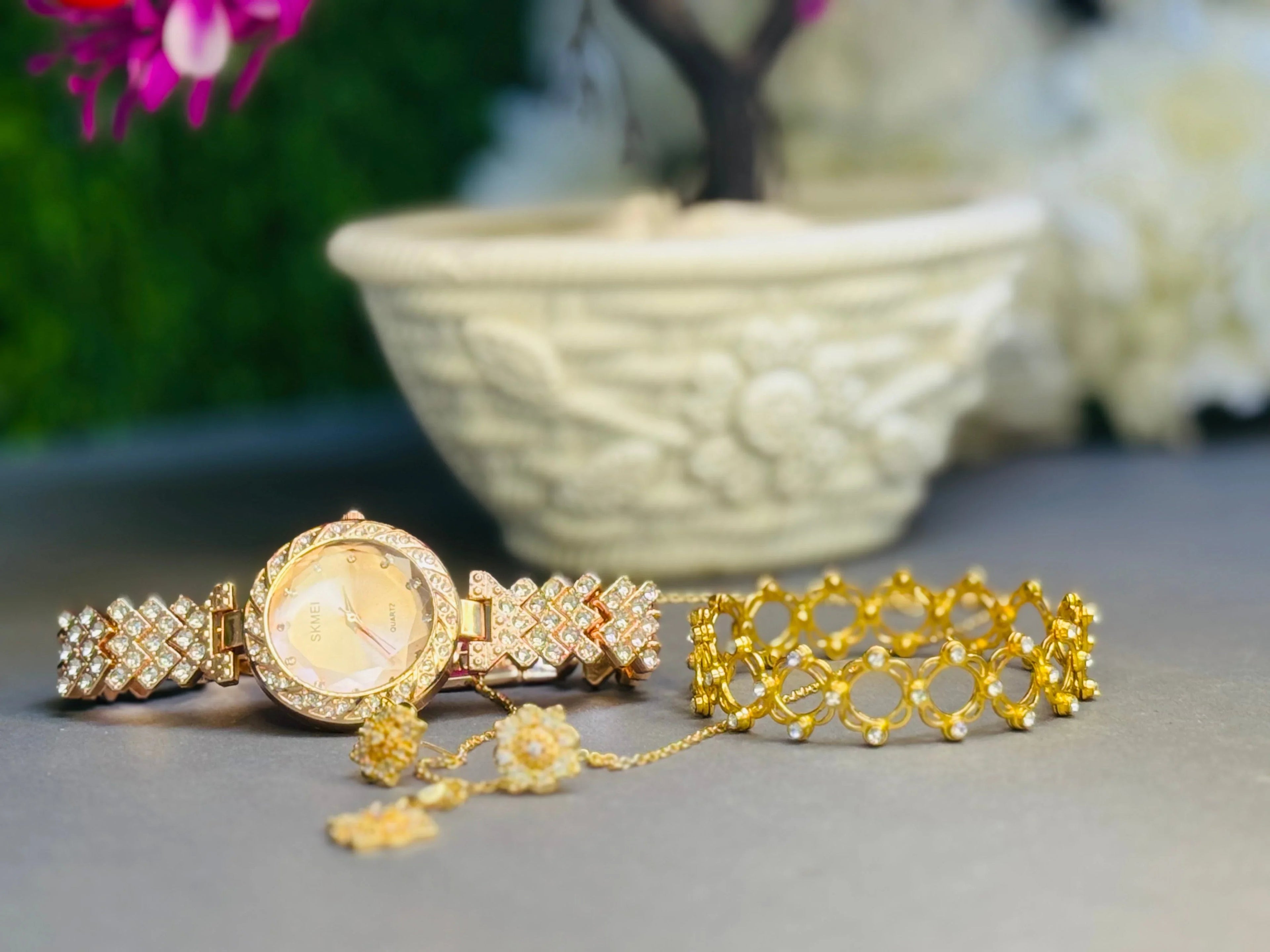 Pack Of 4 Deal Watch Ring Bracelet Neckless