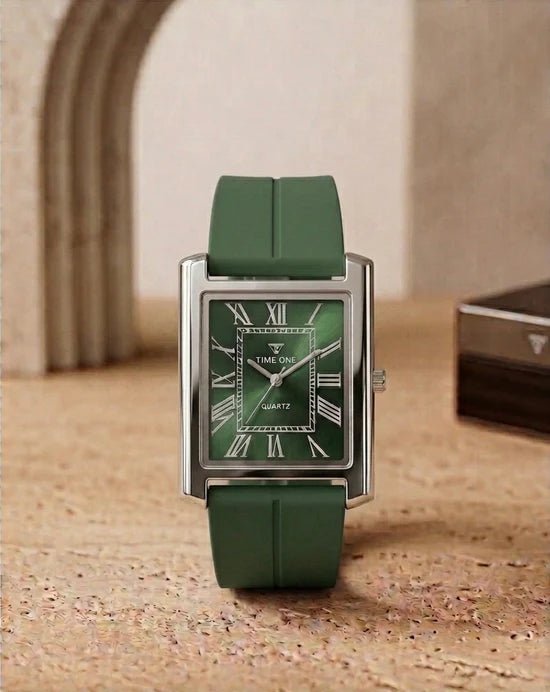 ZA Collection – Emerald Green & Black Square Dial Watch