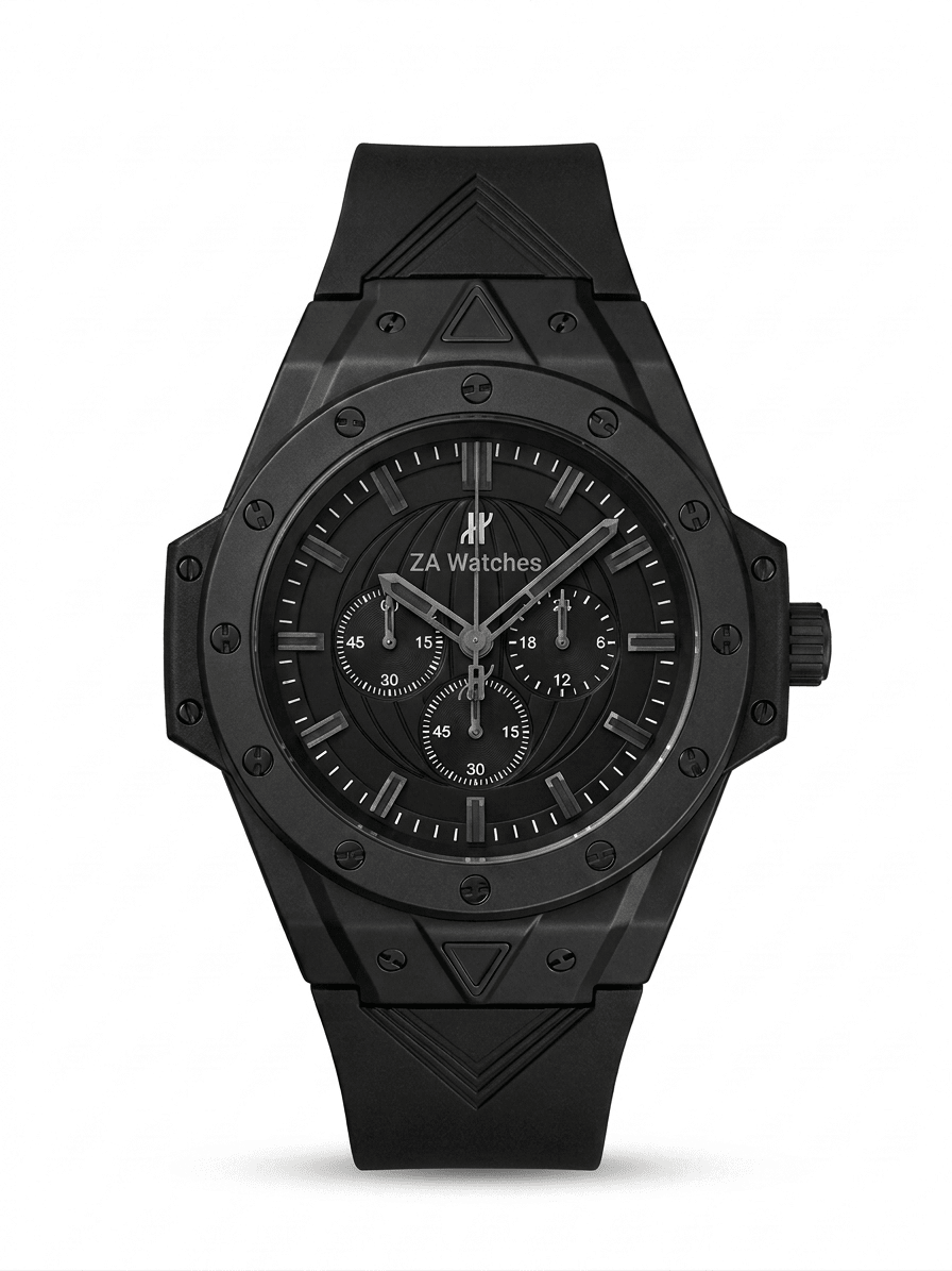 "ZA Luxury Black Chronograph Watch"